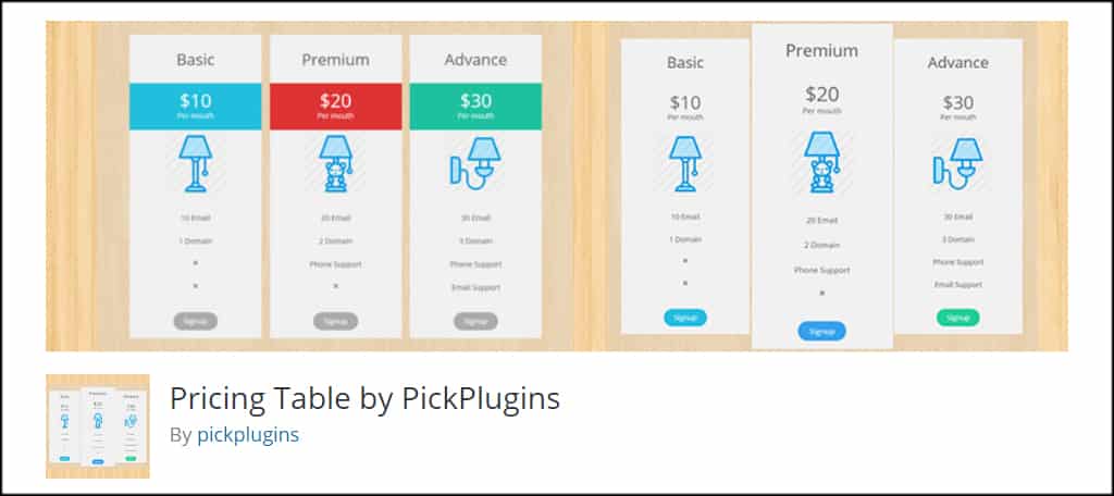 PickPlugins Pricing Table