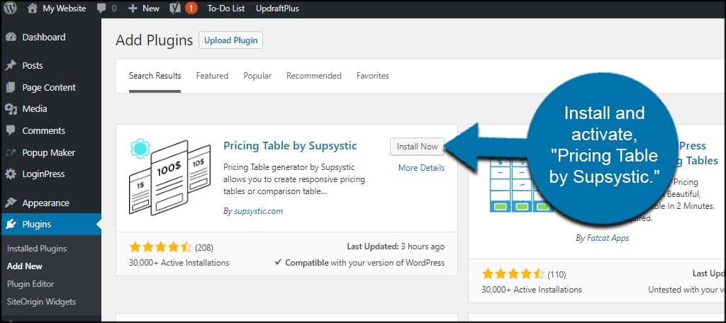 Pricing Table