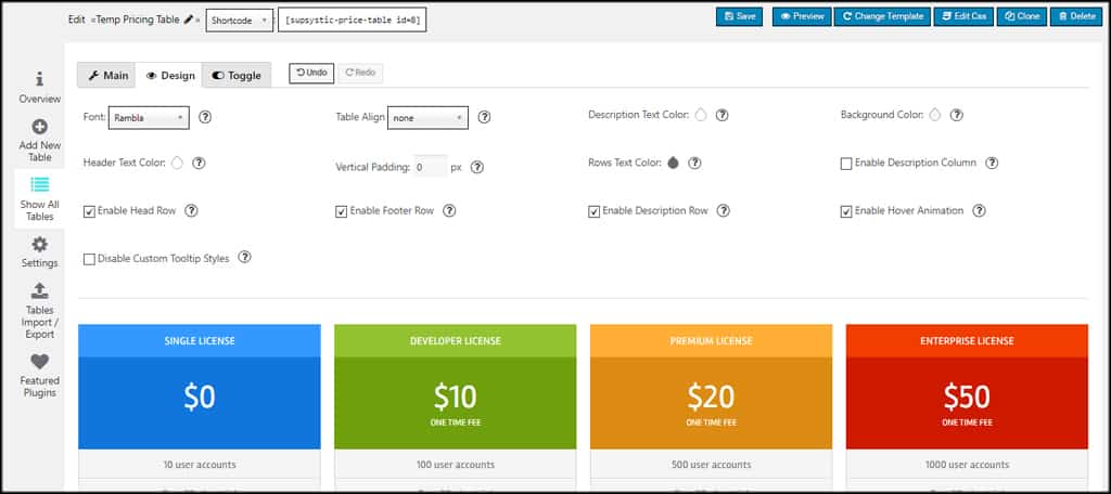 Pricing Table Designs