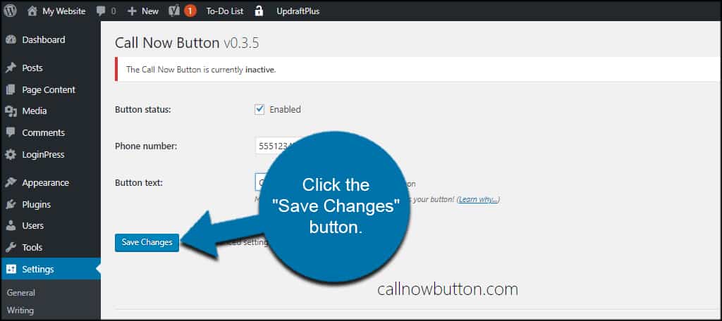 Save Call Button Settings