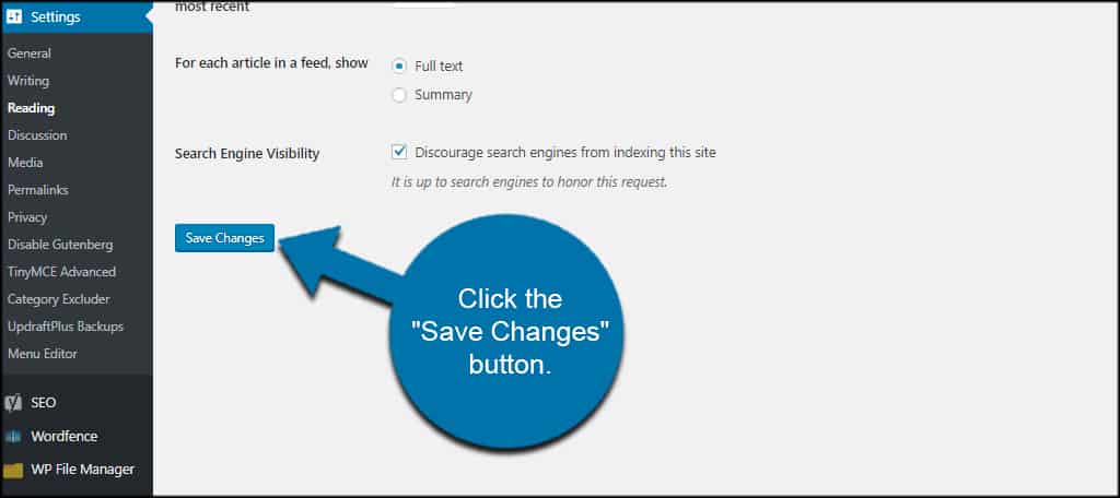 Save Indexing Settings