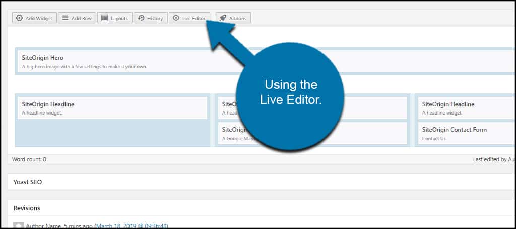 SiteOrigin Live Editor