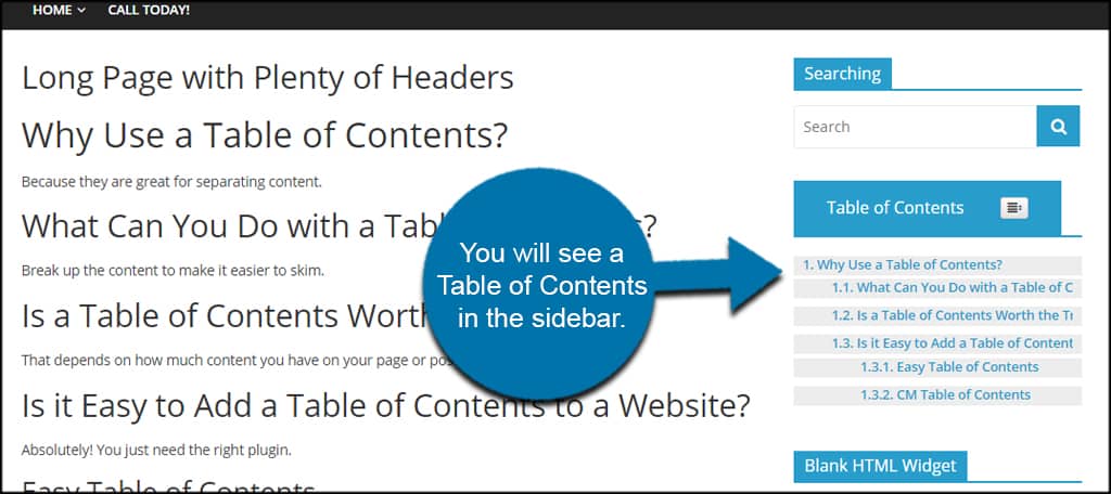 Table Of Contents Sidebar