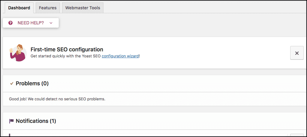 The yoast seo dashboard