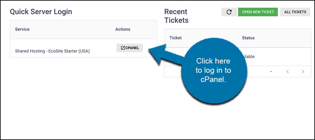 cPanel login button