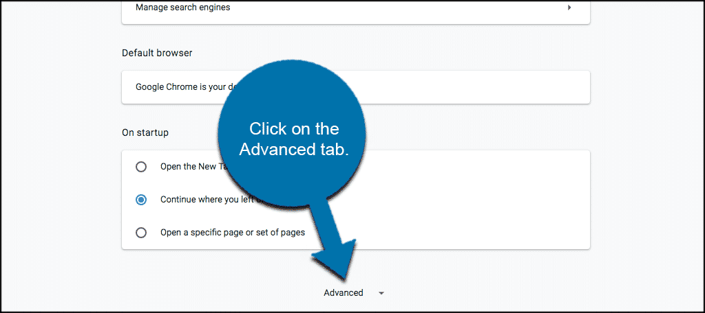Click on the advanced tab