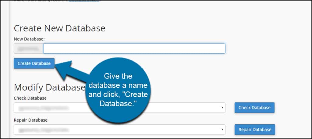 Create New Database