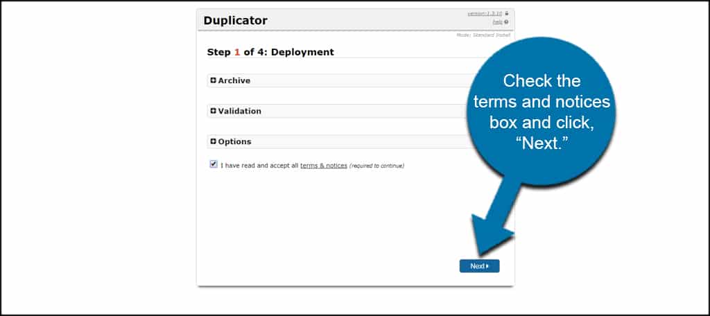 Duplicator Step 1