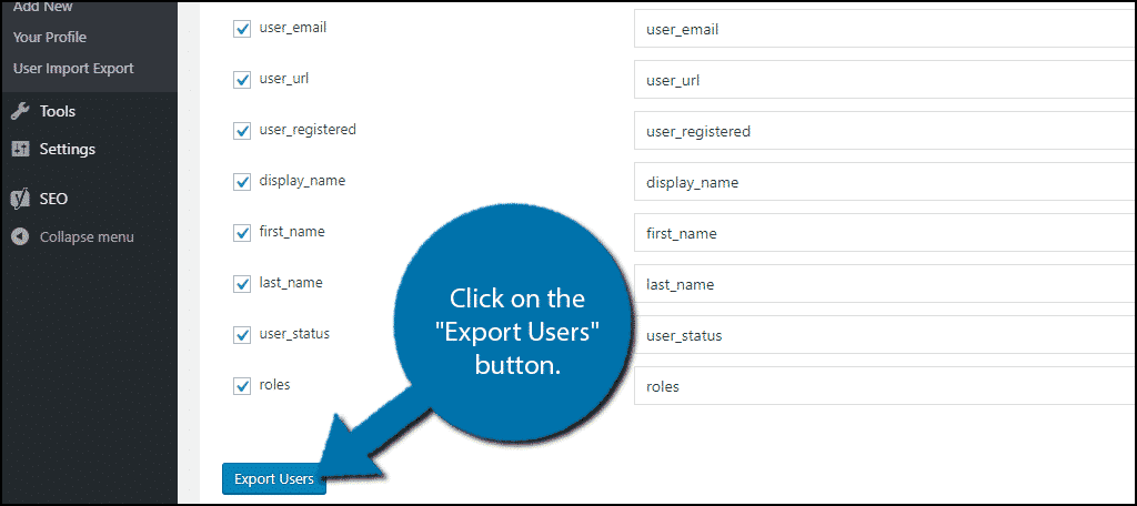 Click-On-Export-Users