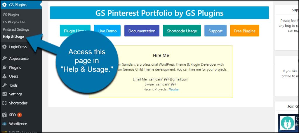 GS Pinterest Help Usage