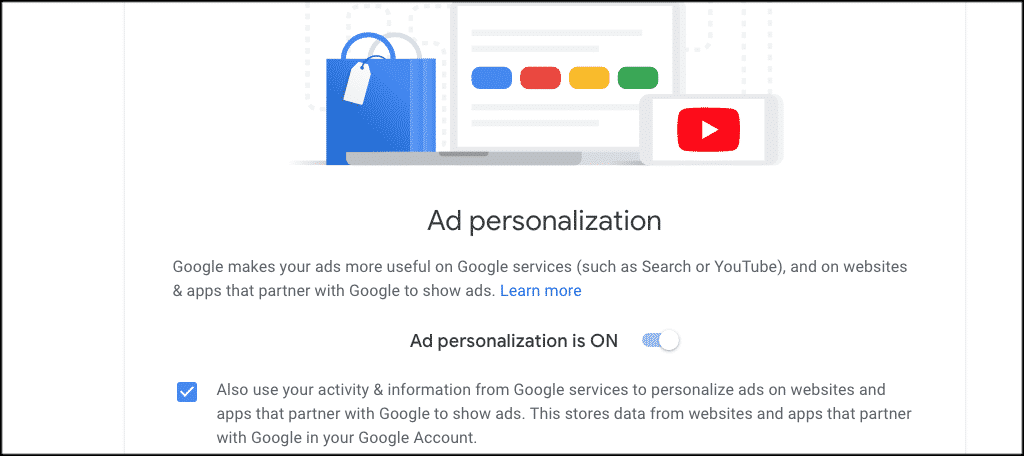 Go to the google ad personalization page