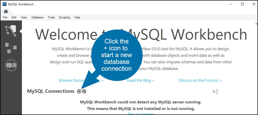 MySQL Workbench database backup step 1