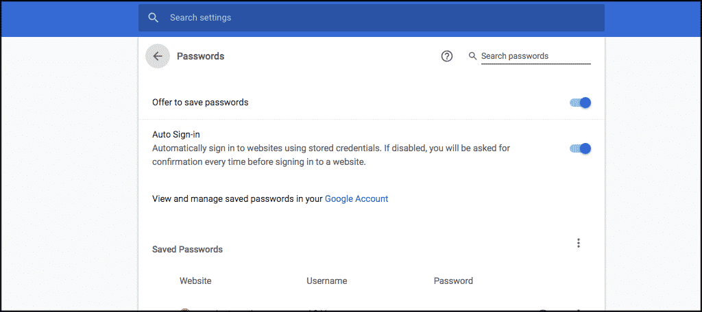 Fix your google chrome password settings how you want