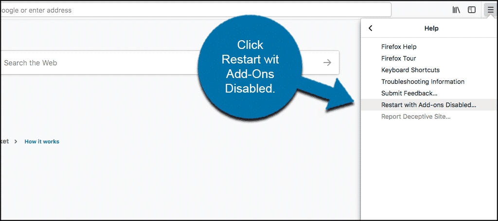 Click restart with add ons disabled