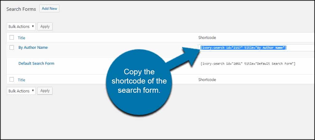 Search Form Shortcode