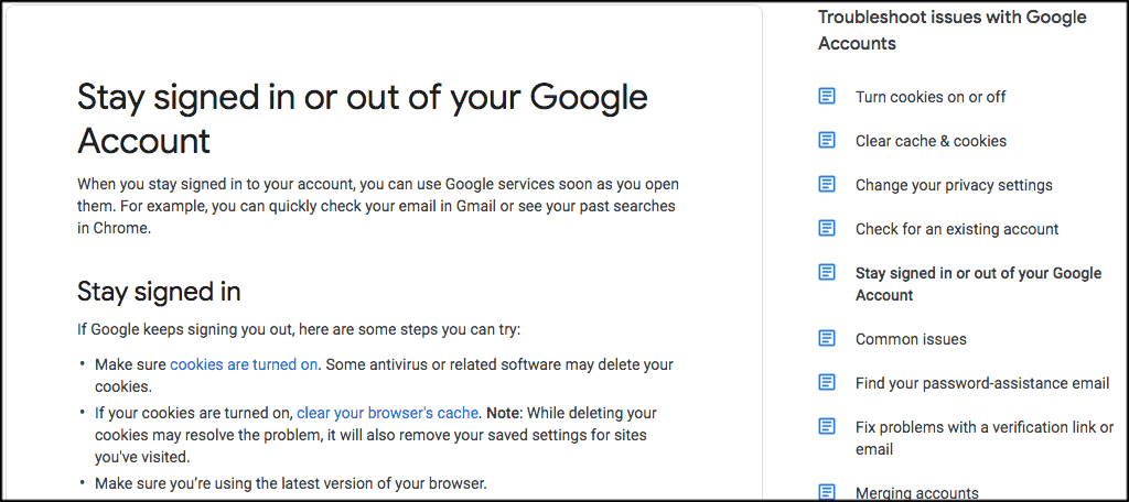 Go to the google sign out help page