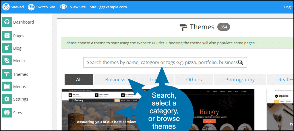 How To Build A Beautiful Website Using SitePad’s Website Builder 6 SitePad getting started step 3