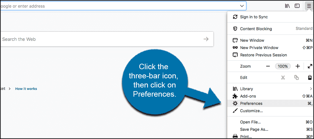 Haga clic en el icono de tres barras y seleccione preferencias