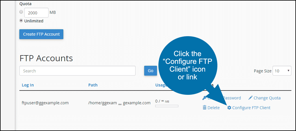 como configurar cuentas ftp en cPanel paso 6