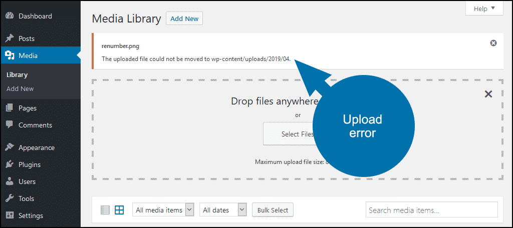 how to fix wordpress image upload errors step 2