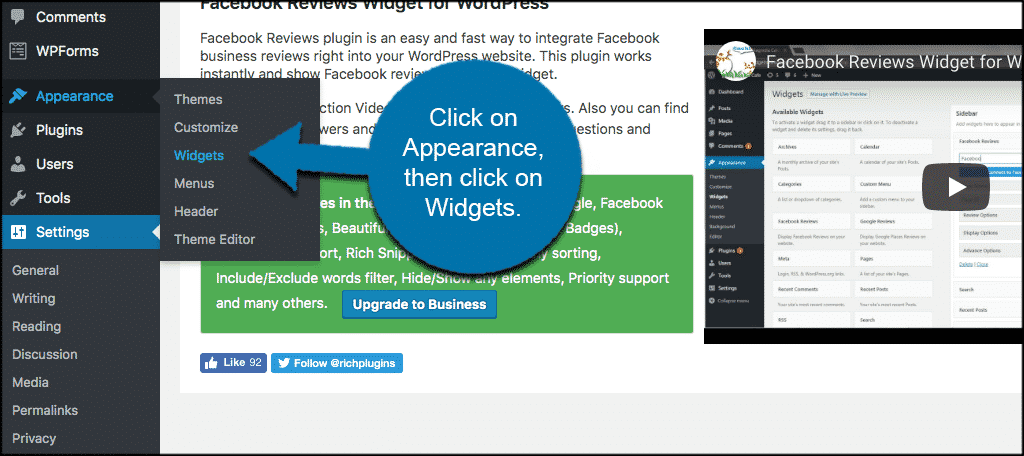 Click on appearance then click on widgets