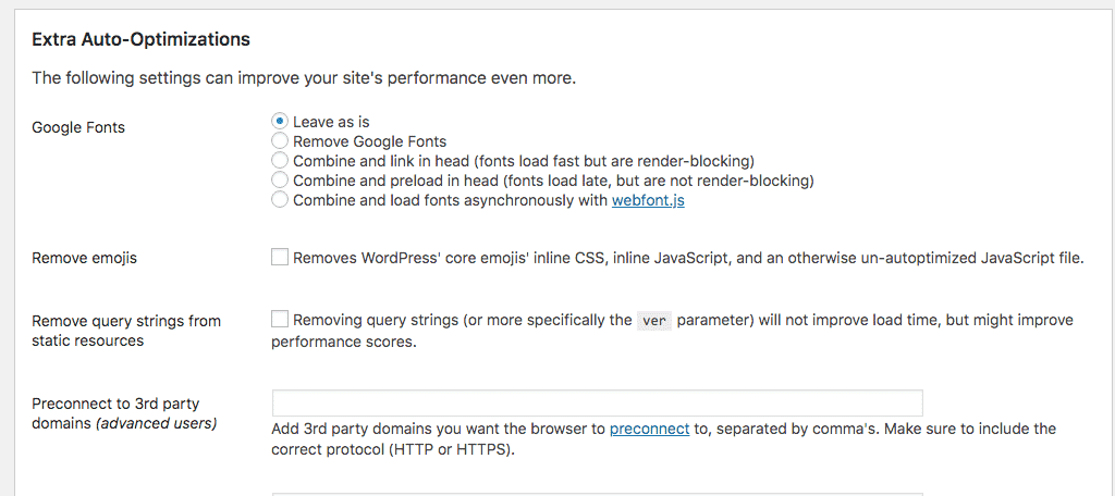 Extras for wordpress website optimization