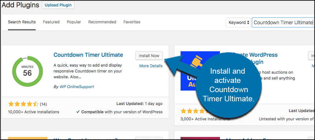 INstall and activate countdown timer