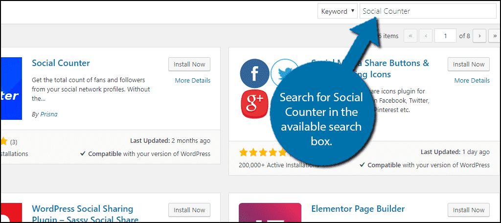 Search For Social Counter
