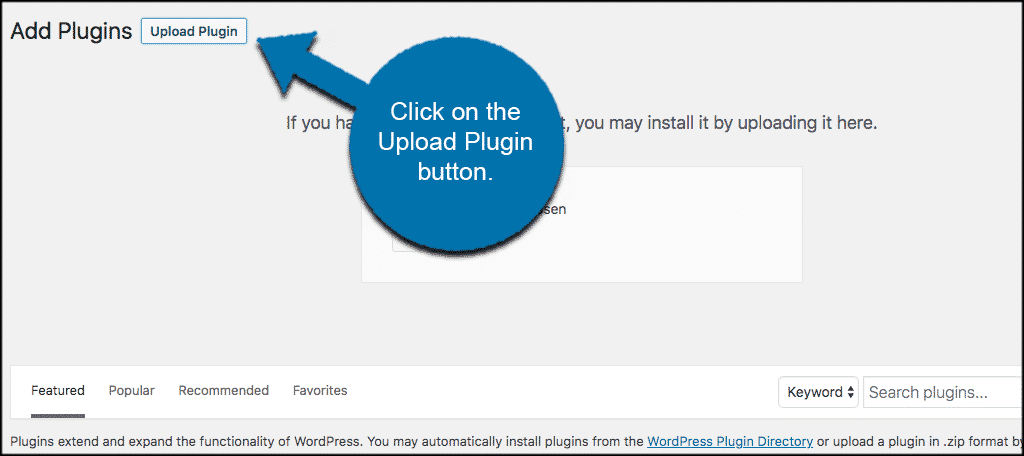 Click on the upload plugin button