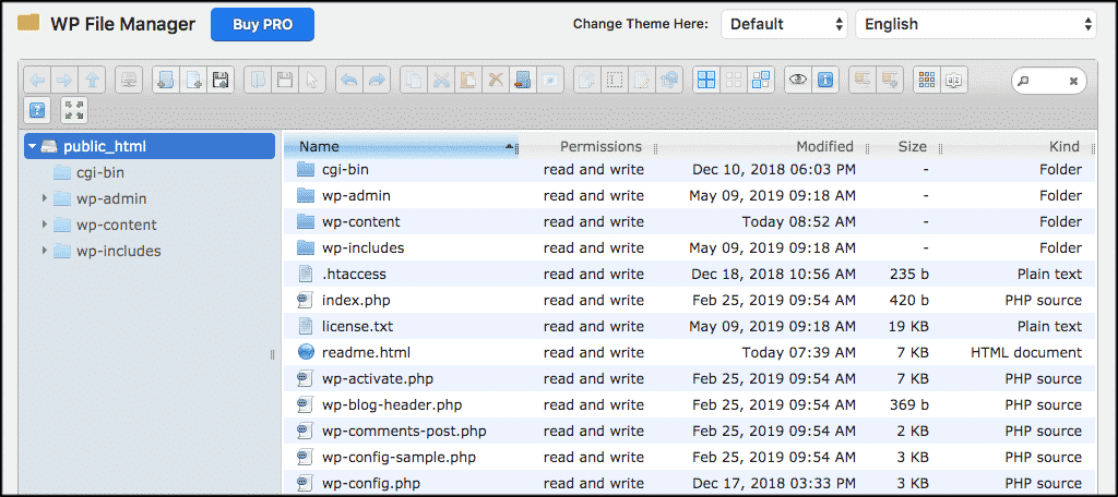 WP file manager files