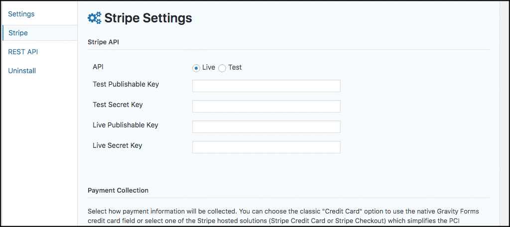 Paste stripe api keys 