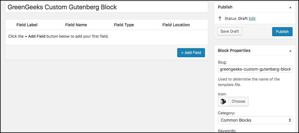 Create a new custom gutenberg block