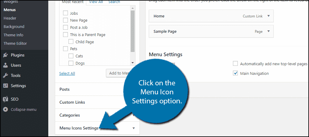 Menu Icon Settings