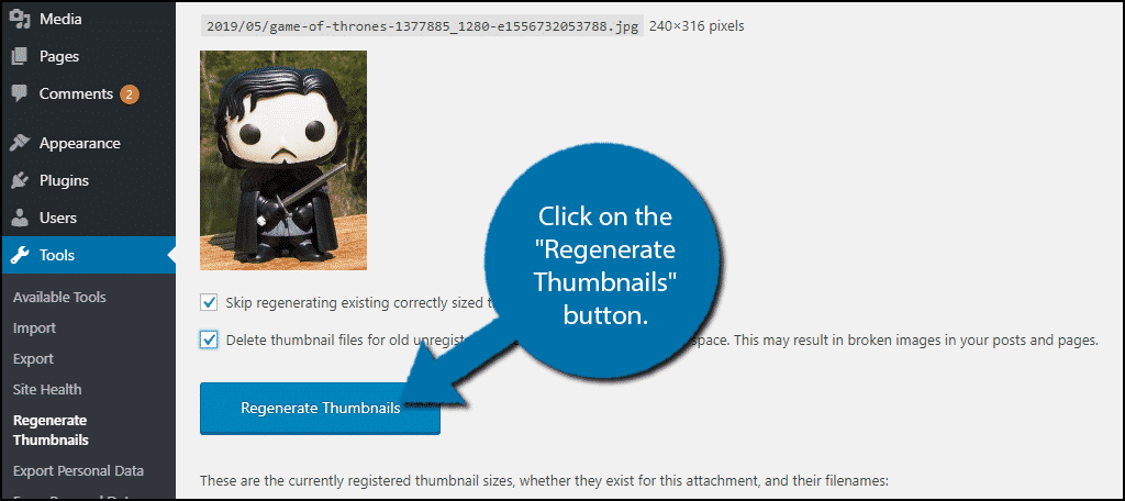 Regenerate Thumbnails Button