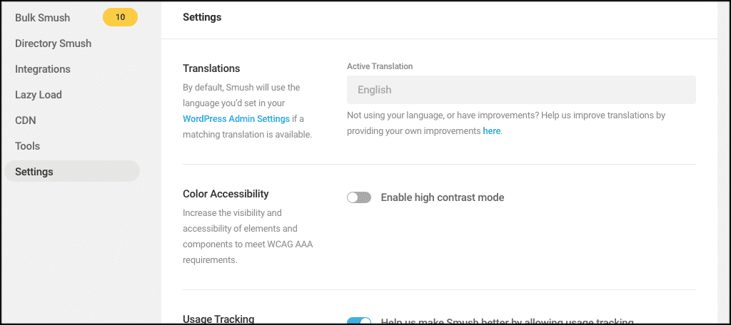 WordPress image compression tool settings