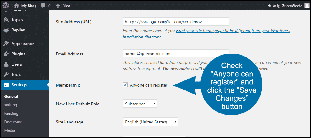 forum user registration requires that "Anyone can register" is checked in your WordPress general settings