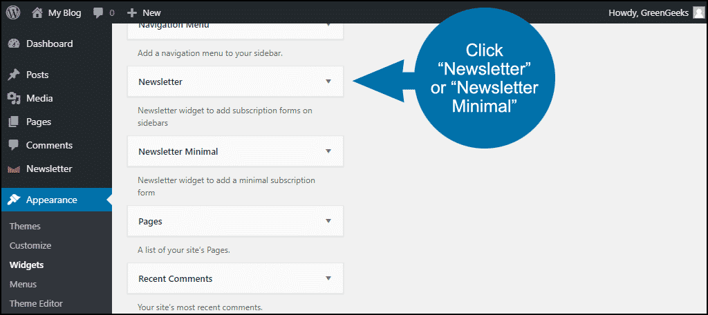 click “Newsletter” or “Newsletter Minimal”