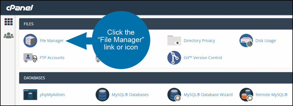 click the "File Manager" link or icon