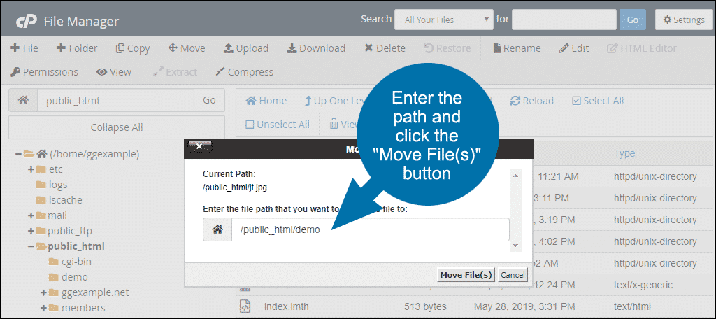 click the “Move File(s)” button