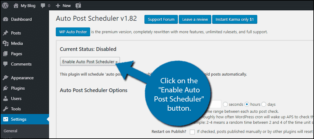 Enable Auto Post Scheduler