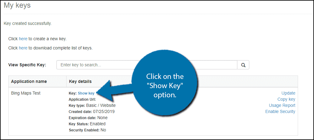 Show Key