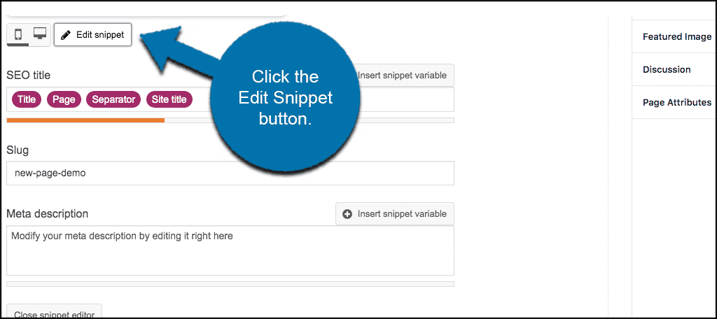 Click the edit snippet button