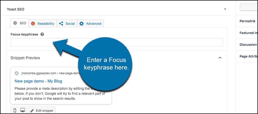 Enter a focus keyphrase