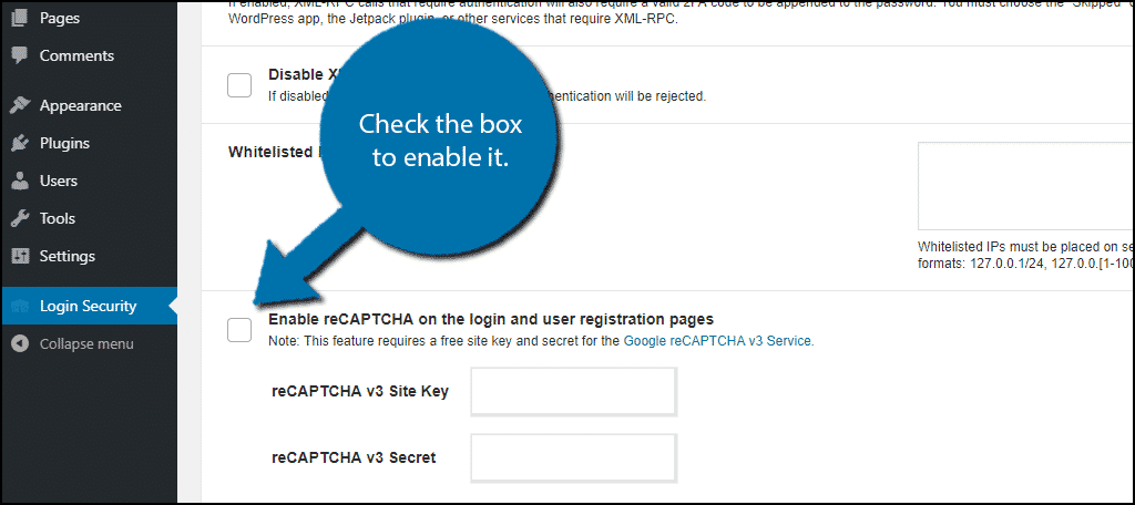 Enable reCAPTCHA