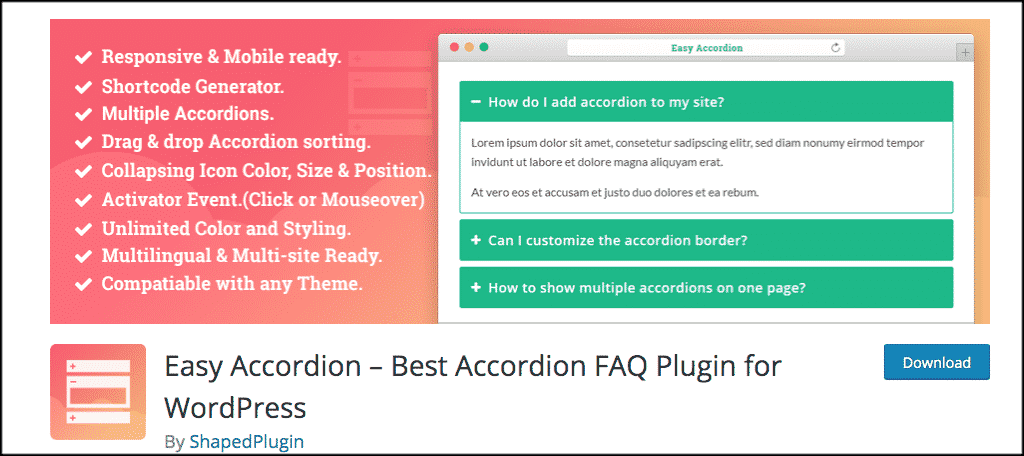 Easy accordion wordpress plugin