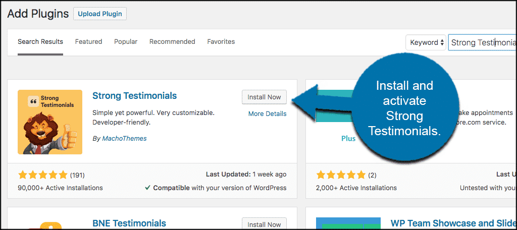 Install and activate this wordpress testimonials plugin