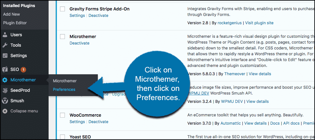 Click microthemer then click preferences