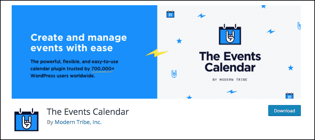 The events calendar plugin
