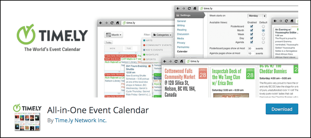 All in one wordpress events calendar