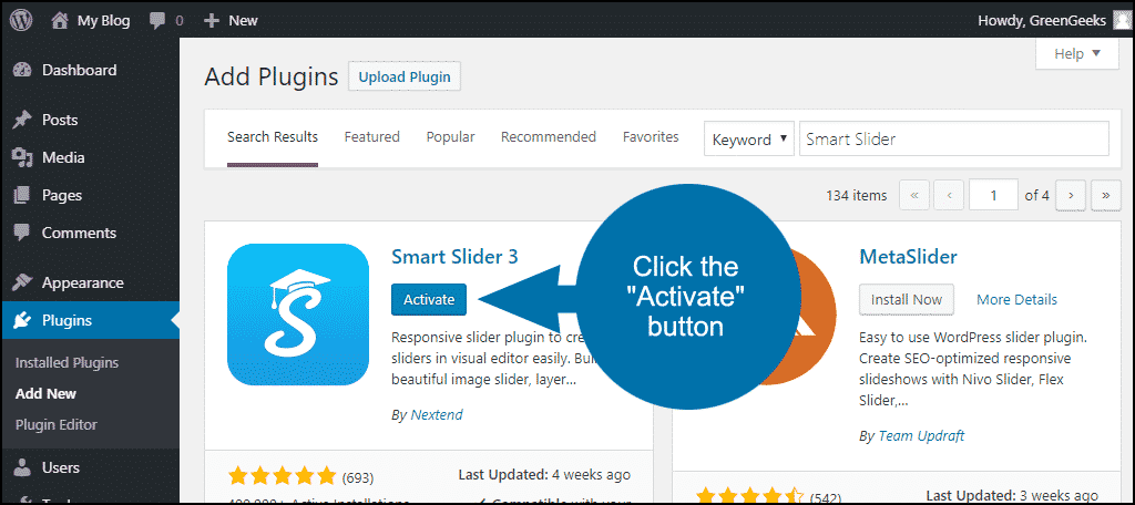 click to activate the WordPress Smart Slider 3 plugin